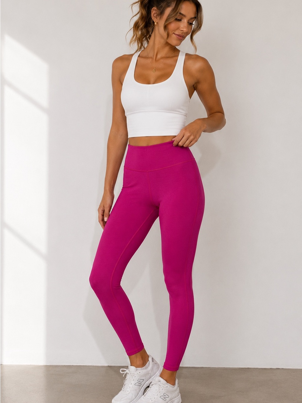 Athleta Ribbed High Rise Leggings Small Pink Athletic Yoga